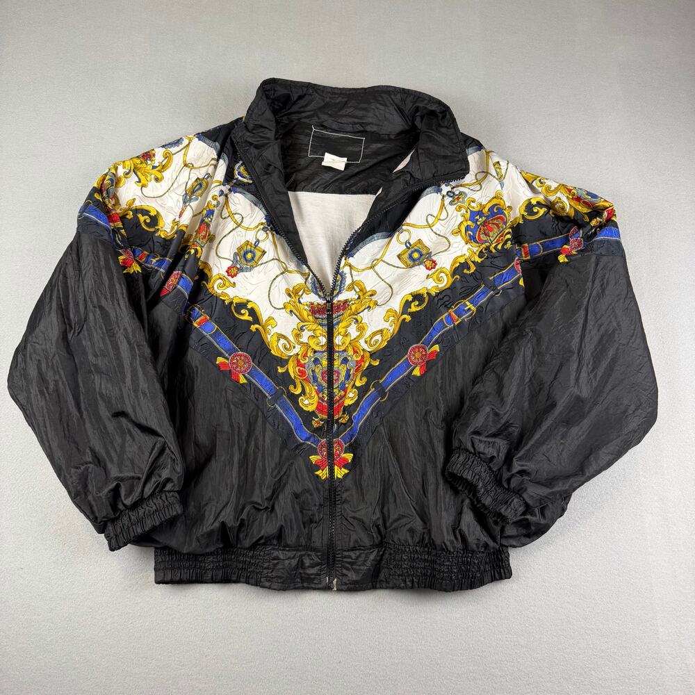 Vintage 90s Baroque Print Windbreaker Jacket Oversized